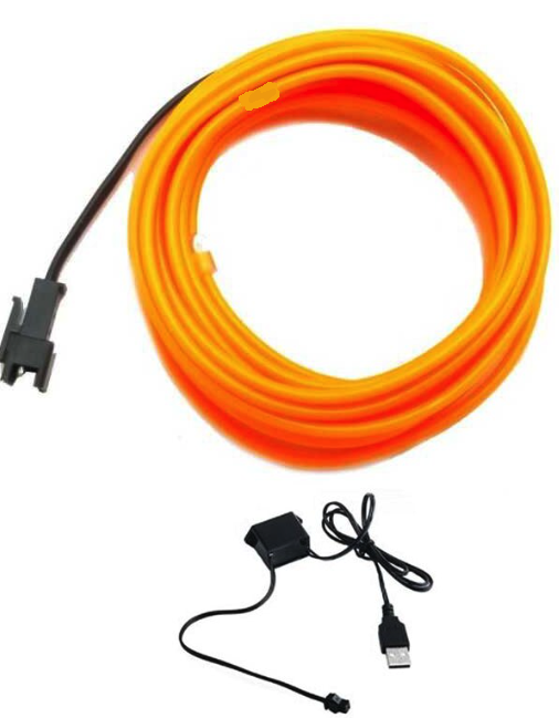Fir neon galbena lumina ambientala auto usb 5 metri